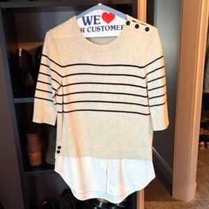 Veronica Beard Cream and Black Knit Top